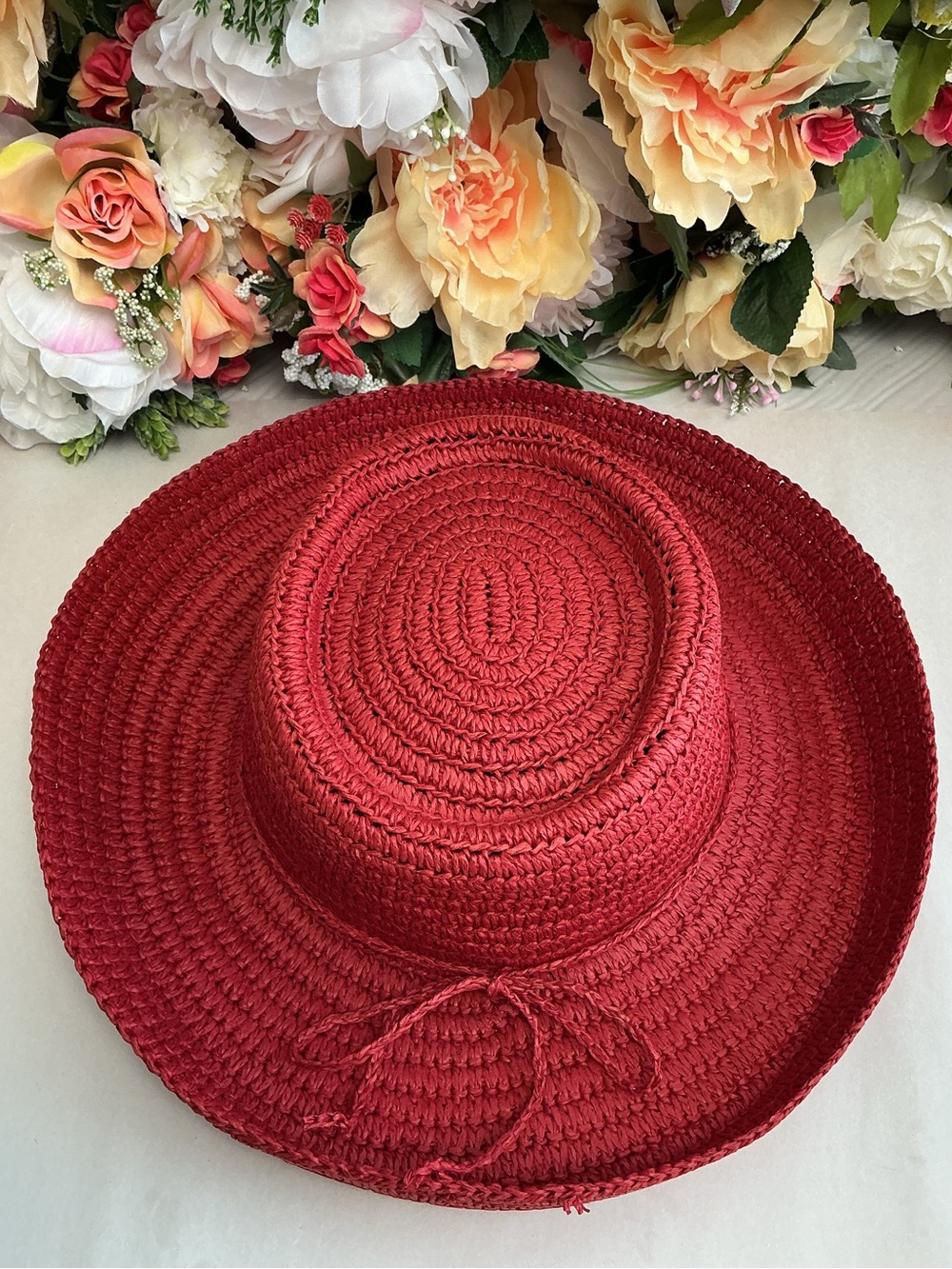 Cappelli Straworld Red Paper Straw Cowboy Hat Wide 4” Brim One Size Western